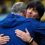 Luiz Felipe Scolari Brazil and Joachim Löw Germany - Hug prior to the match between Brazil vs Germany Semi finals World Cup